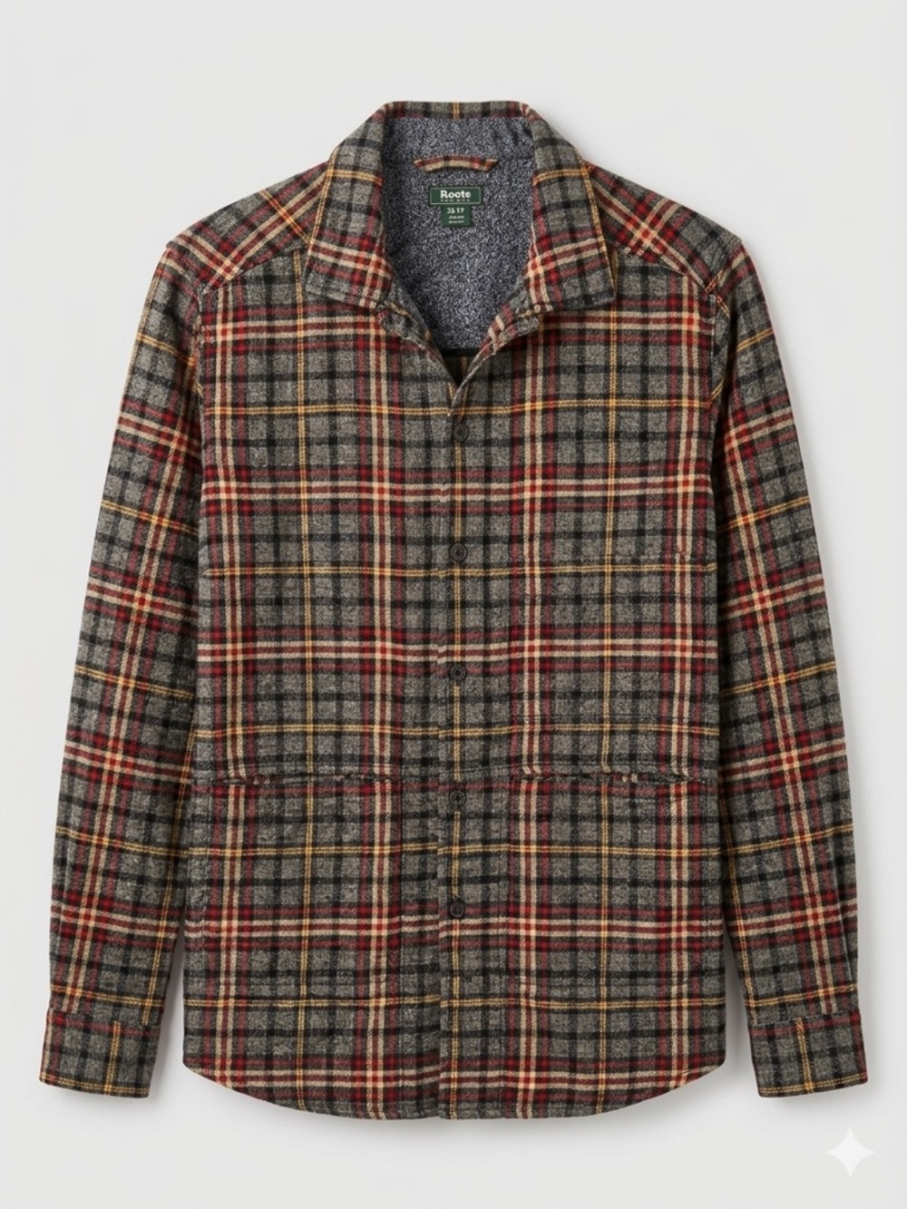 Roots Canada Women's Plaid Flannel Shirt Jacket Large Patch Pockets Grey/Red  xs